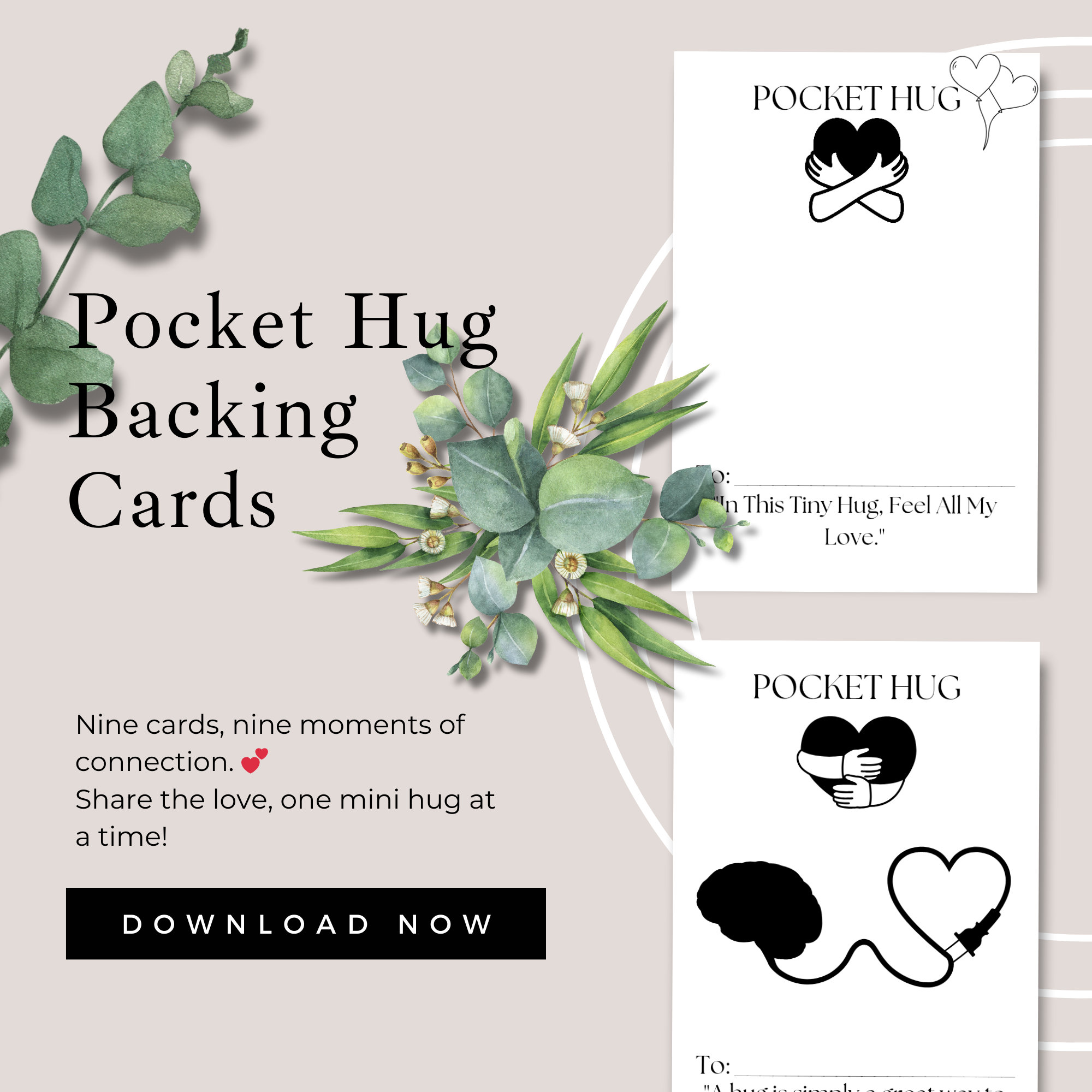 Pocket Hug Backing Cards Add Heartfelt Charm to Crafts PDF Instant