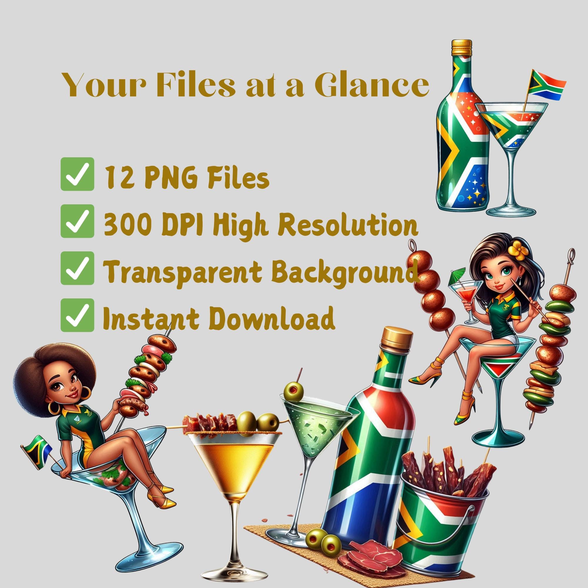Braai Martini Girl Clipart: South African Rugby Humor (12 Pngs) - Etsy