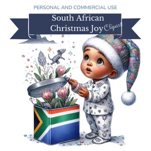 PNG di Natale sudafricano / Arte regalo per bambini ad acquerello / Clipart di festività africane / Download digitale stravagante / 10 file