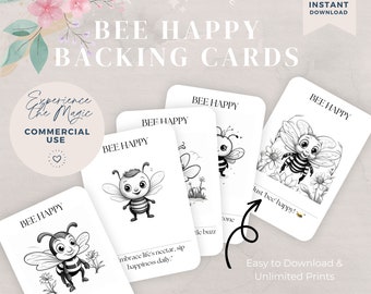 Pocket Hug Backing Cards - Buzzing with Joy Bee Happy Backing Cards - Gift for Her - Gifts For Him - Appreciation - Printable Pocket Tags