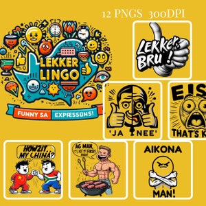 Whether you're a homesick South African, a proud local, or just someone who appreciates the quirky charm of SA expressions, this pack is for you! From "Ag man, it's not my first braai!" to "Eish! That's kak!".