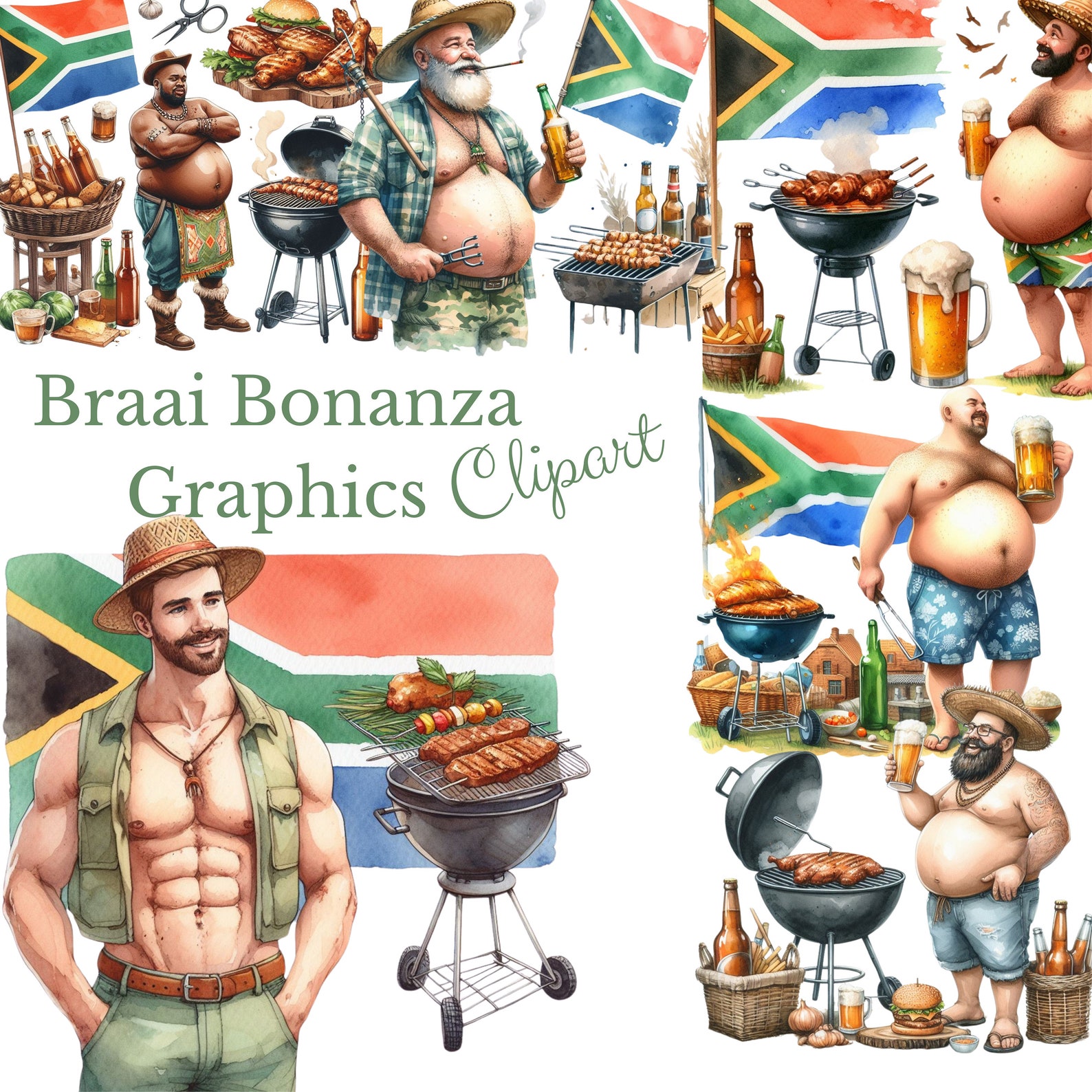 Braai Clipart Bonanza Graphics - 14 BBQ Clipart Pngs - Digital Download ...