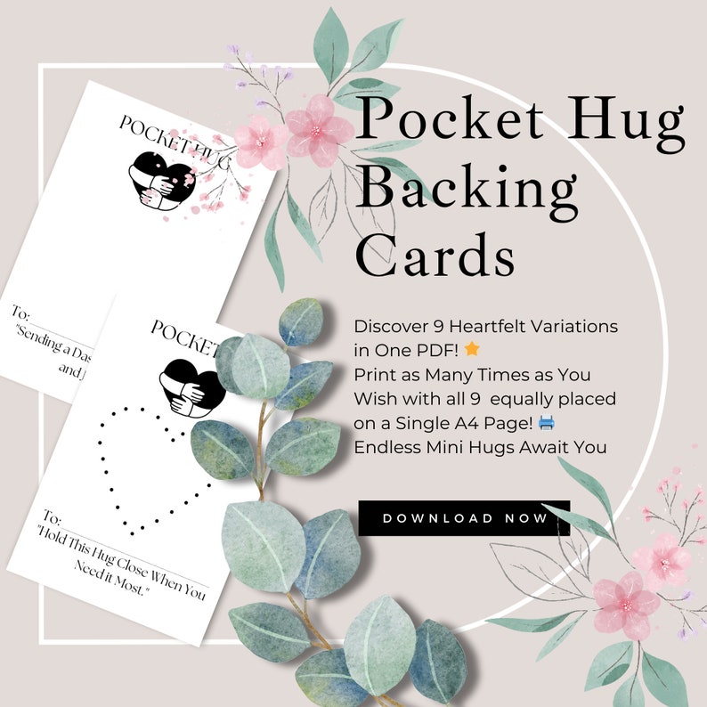 Pocket Hug Cards: 9 Unique Designs, Printable Template (PDF Download ...