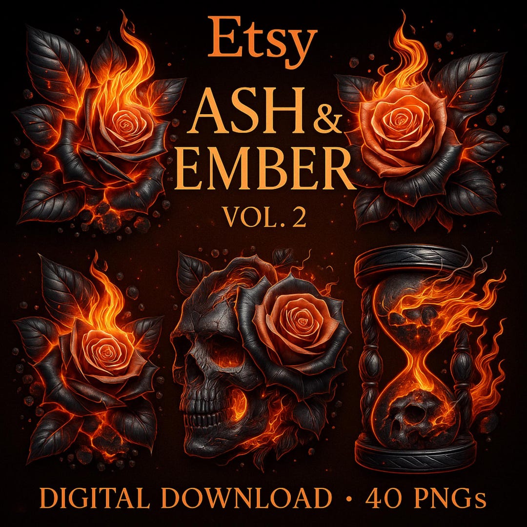 Ash & Ember Vol. 2 Tattoo Clipart Bundle | 40 Fiery Pngs | Burning ...