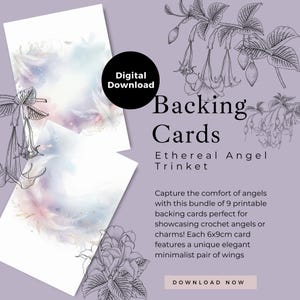 Backing Cards bibelots d'ange | Cartes de soutien | Aquarelle imprimable | Bleu lavande rose | Téléchargement numérique | Fourniture d'artisanat