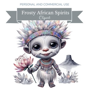 Tokoloshe sudafricano PNG / Espíritu zulú Clipart / Arte africano iridiscente / Folklore helado Descarga digital / 10 archivos