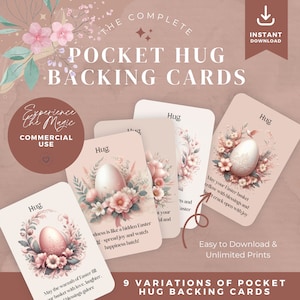 Pocket Hug Card Backing Card for Pocket Hug, Digital Download Template, Pocket Hug Card, Business Supply, Heart Token, Easter