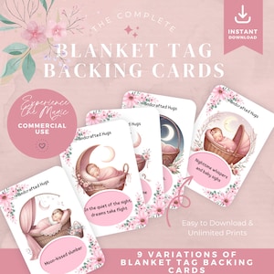 Sweet Slumber Hug Backing-kaarten voor handgemaakte dekens voor babymeisjes | Set van 9 unieke gezegden en kaarten of knuffelkaarten - DIY