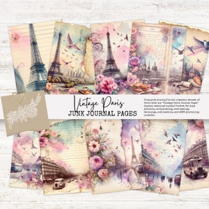 Páginas vintage de París para diario basura, efímeras digitales imprimibles, collage francés para álbumes de recortes, kit de manualidades artísticas