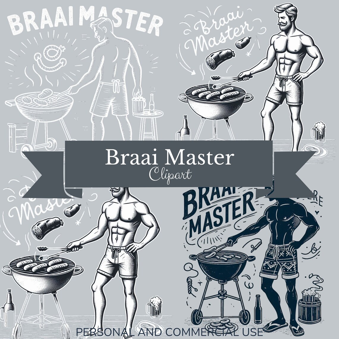 South African Braai Master Clipart Bundle BBQ Graphics digital south-african-braai-master-clipart-bundle-bbq-graphics-digital