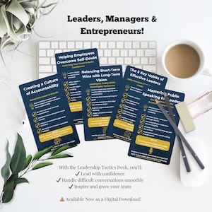 Leadership Tactics Deck | 50+ Digital Coaching Cards | Leadership Training PDF | Team Management & Business Growth | Printable Download