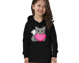 Kids "Cat Heart" eco hoodie