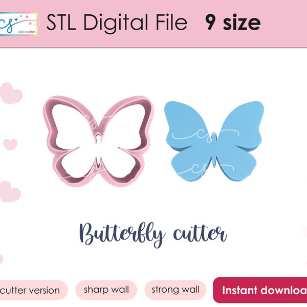 Butterfly Clay cutter STL file, Butterfly cookie cutter STL file, Instant download