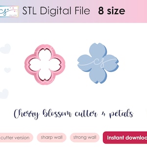 Cherry blossom Clay cutter STL file, Cherry blossom cookie cutter STL file, Instant download