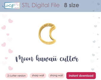 Moon Clay cutter STL file, Hexagon cookie cutter STL file, Instant download