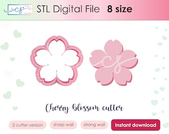 Cherry blossom Clay cutter STL file, Cherry blossom cookie cutter STL file, Instant download
