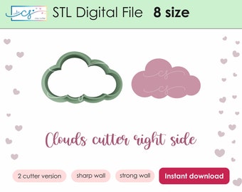 Cloud Clay cutter STL file, Cloud cookie cutter STL file, Instant download