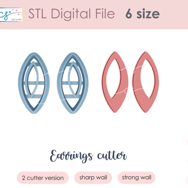 Earrings cutters STL file, cookie cutter STL file, Instant download