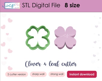 Clover Clay cutter STL file, Clover cookie cutter STL file, Instant download