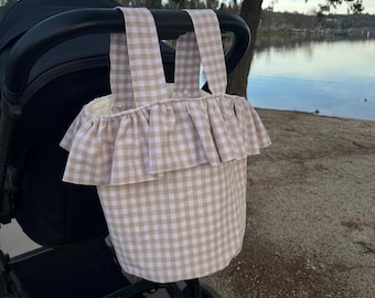 Gingham stroller bag