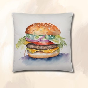 Comfy Boho Hamburger Pattern Pillow, Floor Cushion, Couch Cushion, Eclectic Home Decor, Boho Decor, Decorative Pillow, Unique Gift