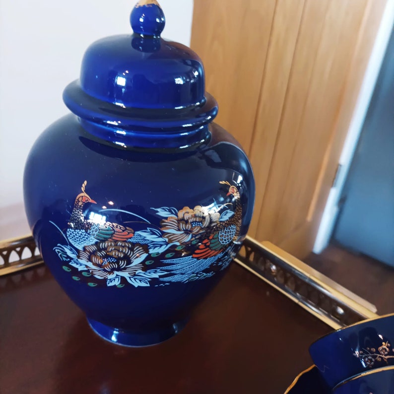 Vintage Japanese Cobalt Blue Tea Set Etsy