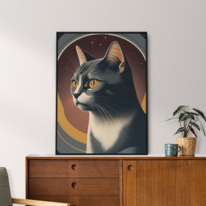 Cat Toned Colours Wall Art Poster, Mid Century inspired print, Modern with Retro Vibe wall decor gift