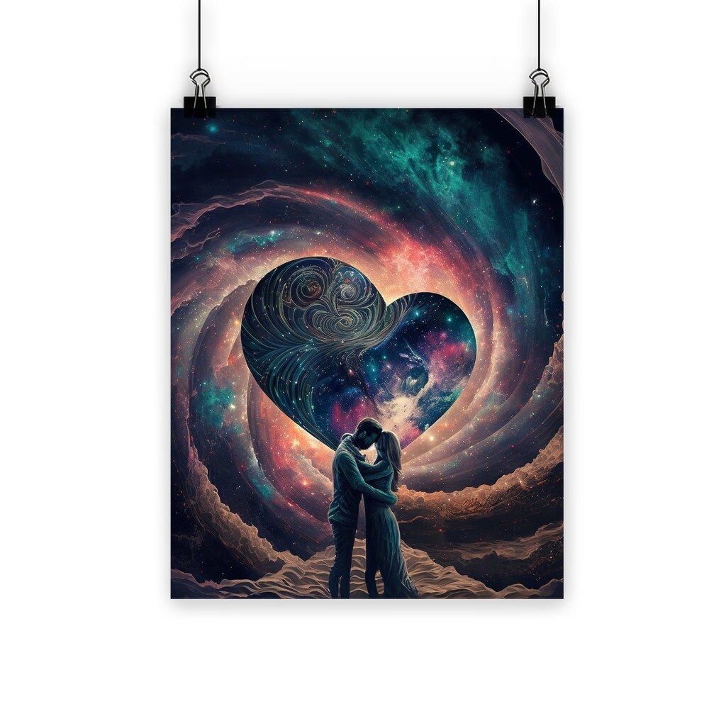 Couple Under Night Sky Wall Art Poster Love Inspired Print Valentines ...