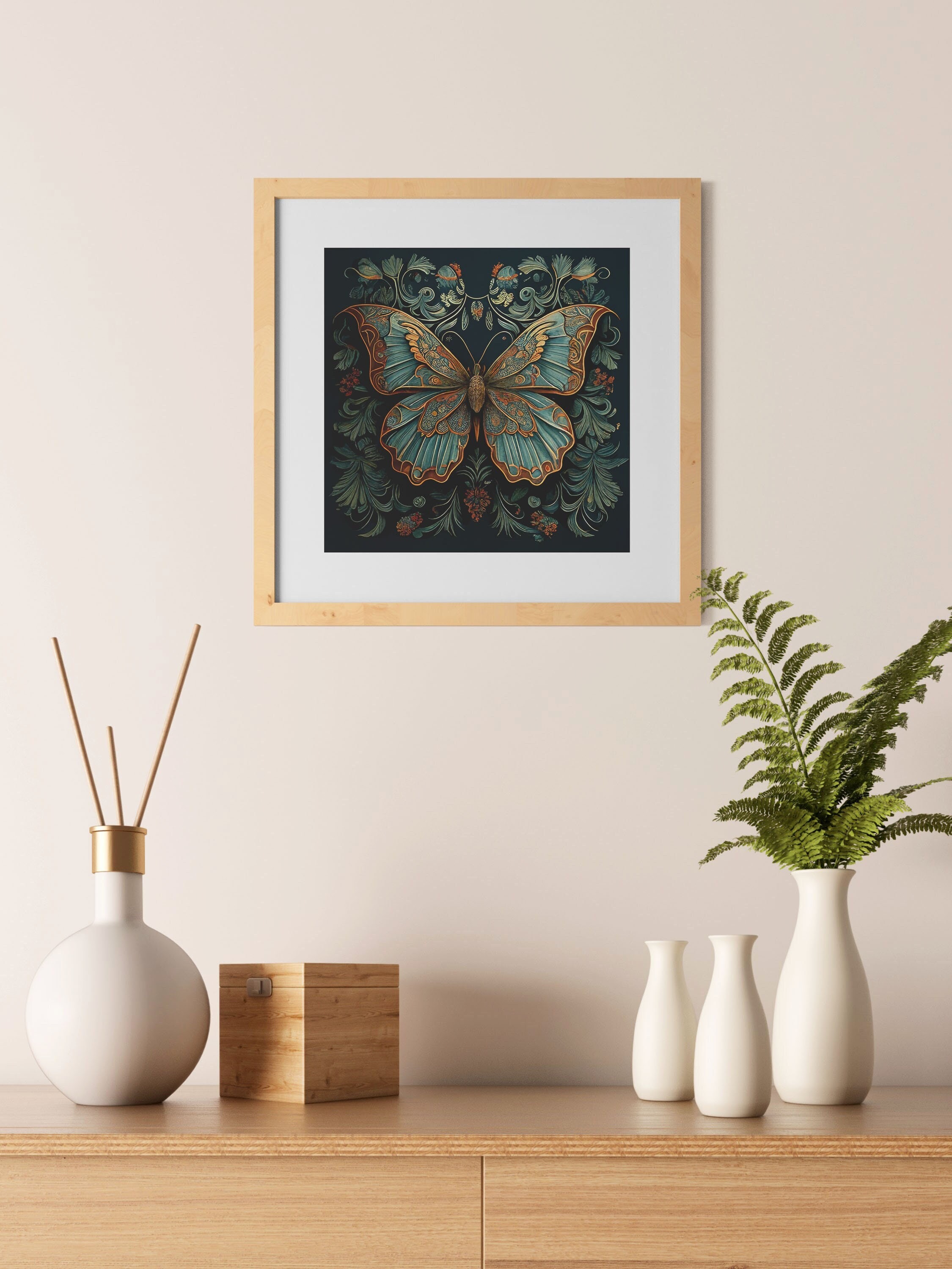 Monarch Butterfly and flowers Wall Art Poster - Arts and Craft inspired Print - Butterfly lovers wall decor gifts