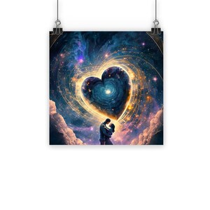 Couple Under Night Sky Wall Art Poster - Love Inspired Print ...