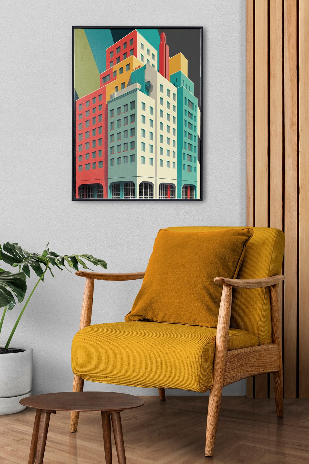 Architecture Bright Colours Wall Art Poster, Pop Art Deco Inspired