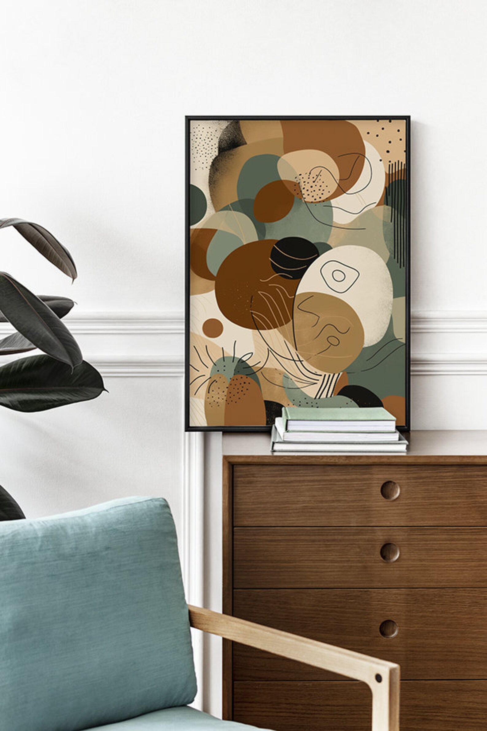 Modern Abstract Shapes in Earthy Colours Wall Art Poster, Modern Art ...