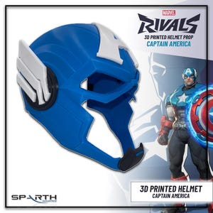 Marvel Rivals Captain America Helmet Premium Display Piece Collector Grade Prop Full Size Adult Head Multi Color Design Custom Sized Construction High Quality Materials Professional Finish Details Perfect Fan Collection Essential Superhero Room