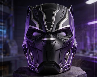 Iron Panther Tech Helmet | 3D Printed, Wearable Custom Fit, Display Stand, Made to Order, Gift Ideas