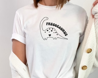 T-shirt pour les mamans T-shirt drôle de Pregosaurus pour le cadeau de douche de bébé pour la chemise de maman enceinte pour l'annonce de bébé