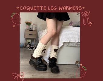 crochet leg warmers coquette dainty bows frills winter arm warmers accessories cottagecore