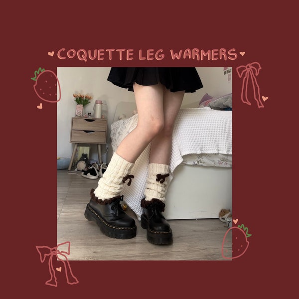 crochet leg warmers coquette dainty bows frills winter arm warmers accessories cottagecore