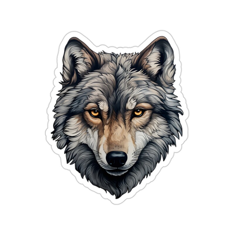 Realistic Wolf Sticker, Grey Wolf Patch, Wild Animal Vynil Label ...