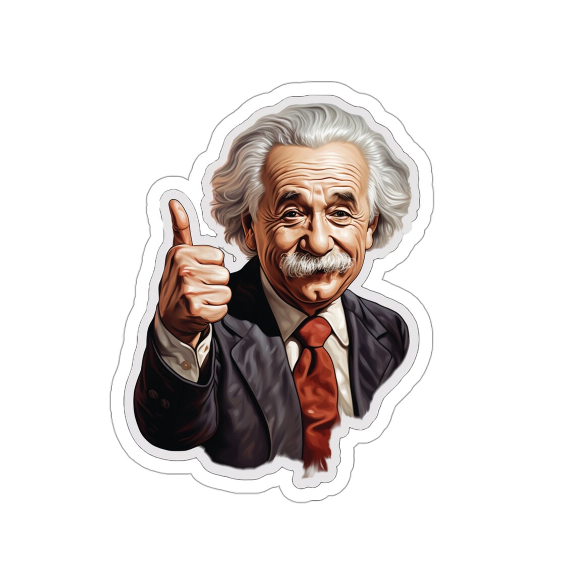 Albert Einstein Thumbs up Sticker, Kiss Cut, Vynil Label, Famous ...