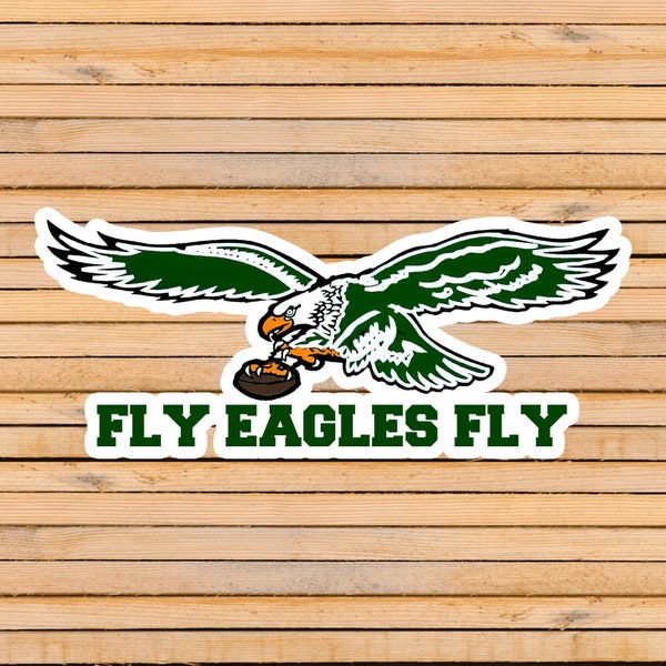 Fly Eagles Fly Philadelphia Eagles sticker, Kelly Green Retro Logo decal, kiss-cut graphic vinyl label, perfect gift for football fans