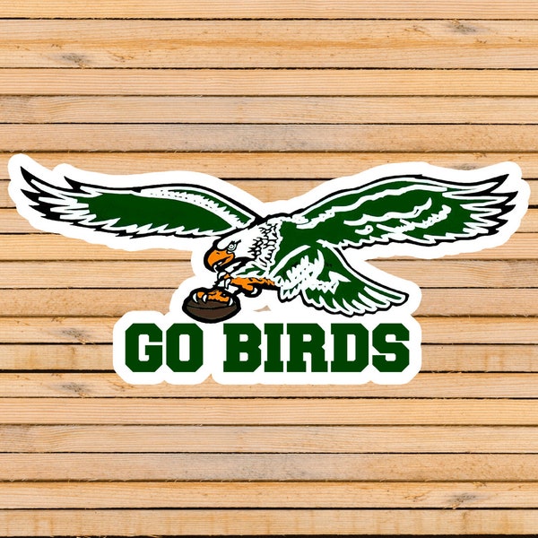 Go Birds Philadelphia Eagles sticker, Kelly Green Retro Logo decal, kiss-cut graphic vinyl label, perfect gift for football fans