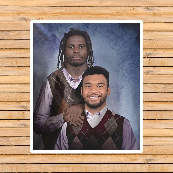 Tyreek Hill and Tua Tagovailoa Step Brothers sticker, kiss-cut graphic vinyl label, perfect gift for Miami Dolphins and NFL fans