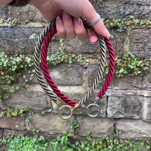 Chunky Twisted Silky Rope ID House Collar // Choice of Colour, Lightweight Tag Collar, Dog Puppy Cat Kitten Cord Collar