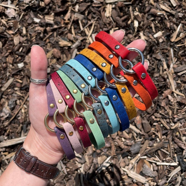 Cork ID Pet Collar 'Brights' // Choice of Hardware, Lightweight, Breakaway, House Collar for Dogs, Cats, Puppies, Kittens