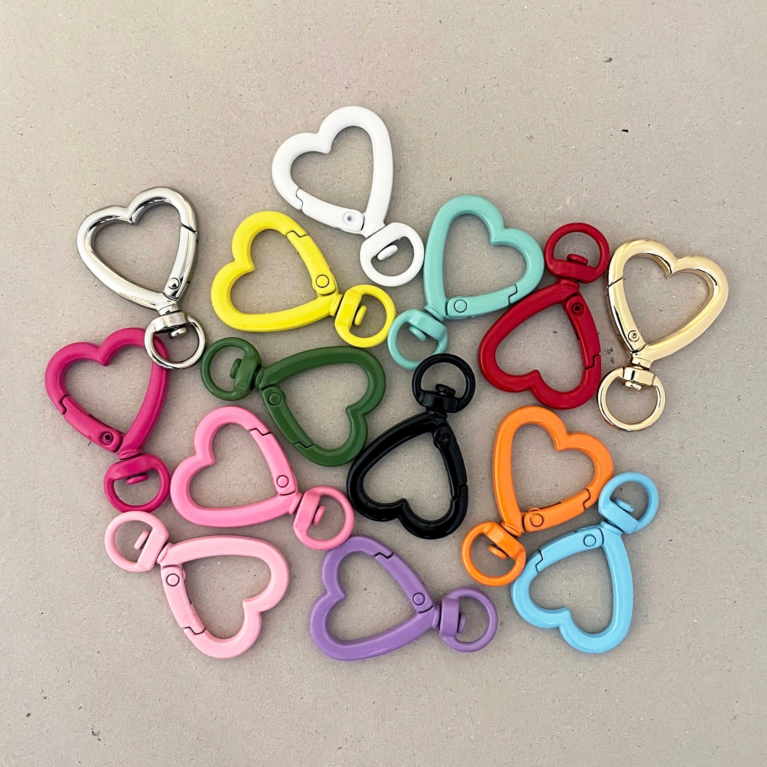 5Pcs/lot Peach Heart Shape Metal Spring Clasp Hooks Carabiner Key Ring  Connectors For DIY Keychain Jewelry Making Accessories