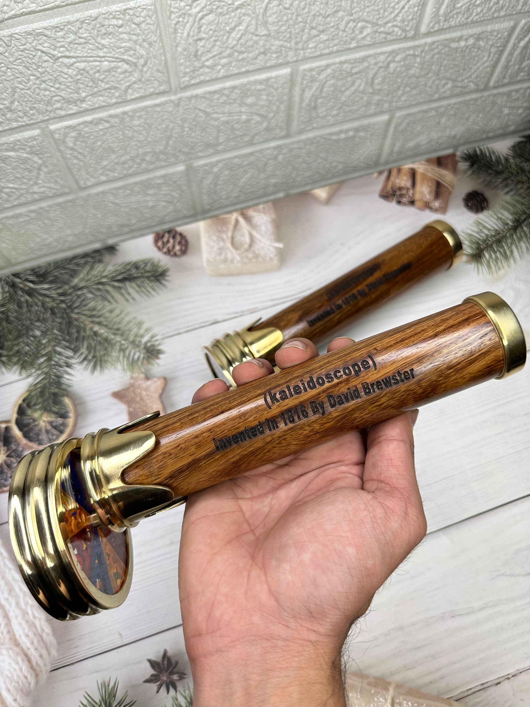 Personalized Kaleidoscope, Custom Engraved Kaleidoscope, Brass