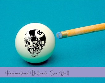 Skull Cue Design Cue Ball, Billiard's & Snooker Cue Ball, Customized Cue Ball, Birthday Gift, Billiards Gift For Men, Snooker Gift For Men