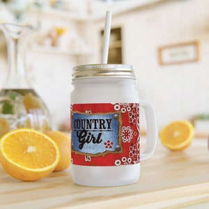 Country Girl and Bandanna print - Mason Jar Cup