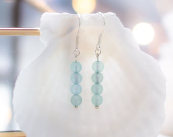 Aquamarine Gemstone and Sterling Silver Dangle Earrings / Blue Jewellery For Women / For Her / Birthday Gift / Mother's Day Gift