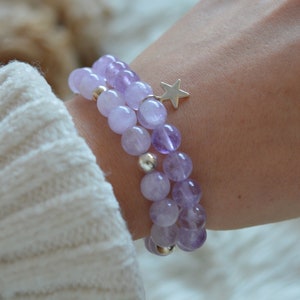 Amethyst Gemstone Sterling Silver or Gold Plated Beaded Bracelet / Jewellery Gift for Her / Mother's Day Gift image 2